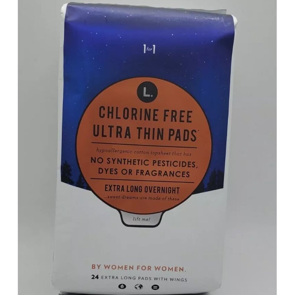 L. Chlorine Free Ultra Thin Overnight Absorbency X-Long Pads with Wings 24 Count
